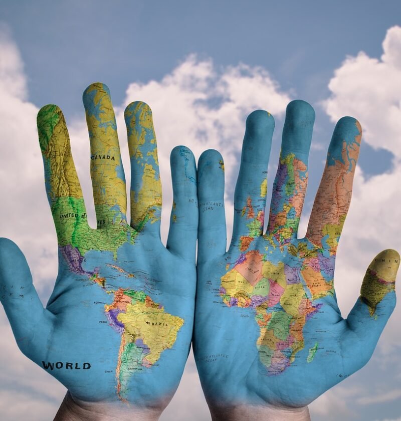 hands, world, world map