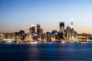 auckland, night, cityscape