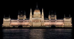 Hungarian Parliament Building View during Night