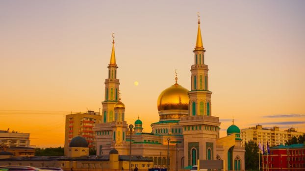 Gold Mosque during Sunset