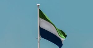 Sierra Leone National Flag Hanging on a Flag Pole