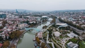 Aerial View of Rike Park in Tbilisi, Georgia