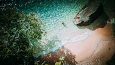 Top View Of A Lone Person on Seashore