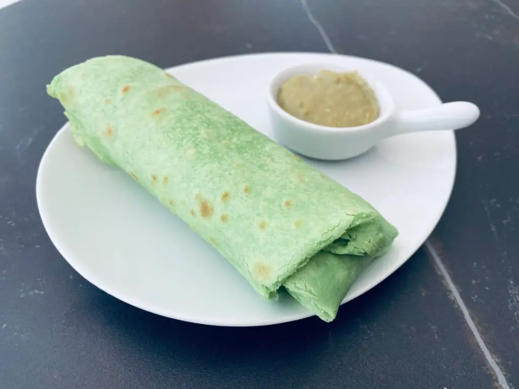 Green pancakes with coconut and pandan