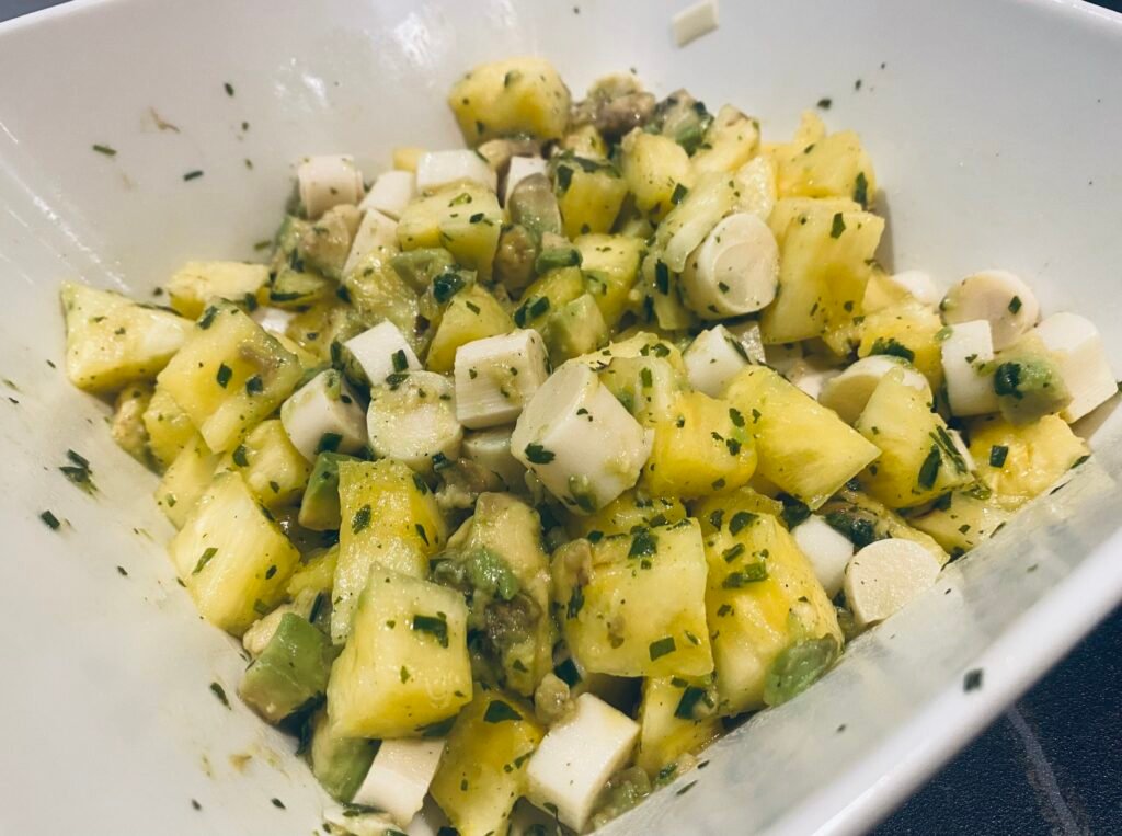 Salade ananas et coeur de palmier, seychelles