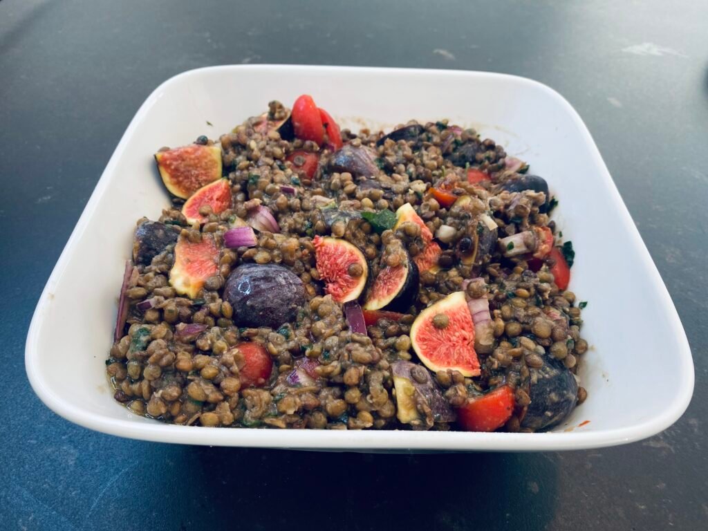 Gluten-free lentil and fig salad, Lebanon