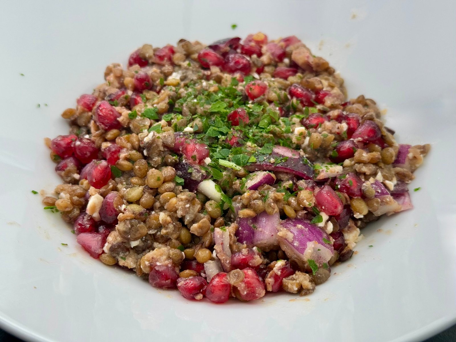 Salade de lentilles à la grenade, moyen-orient