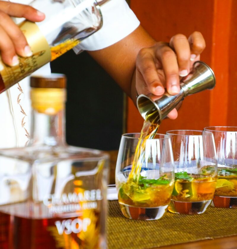 To Bartender Expertly Pursuit Cocktails in Glasses we have a counter bar.