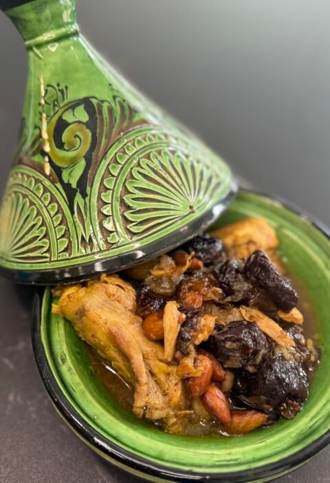 Tajine de poulet aux pruneaux et amandes, sans gluten