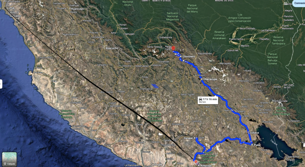 Peru road trip map