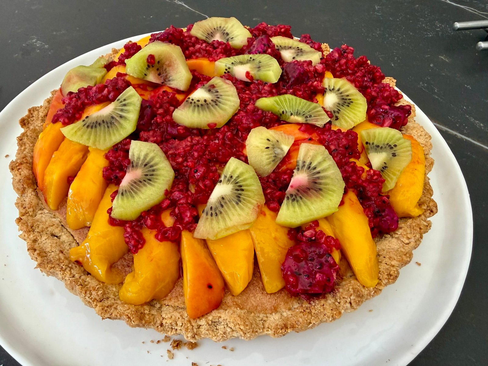 Tarte aux fruits sans gluten, aux flocons d'avoine