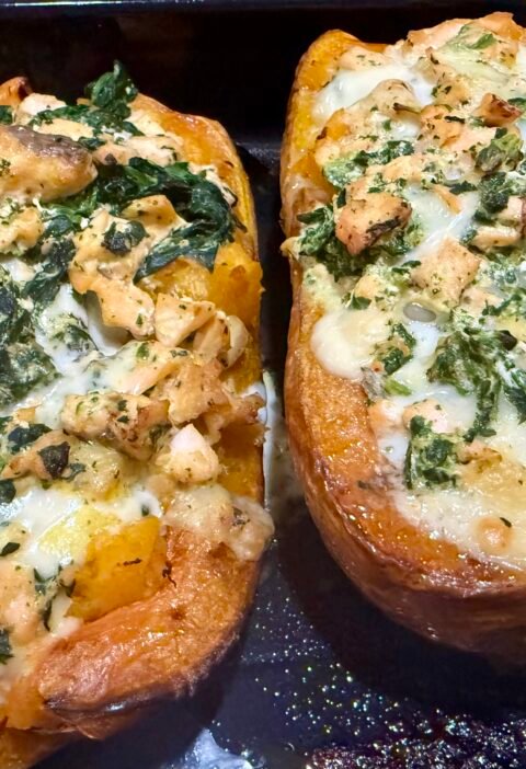 Butternut facie saumon épinards