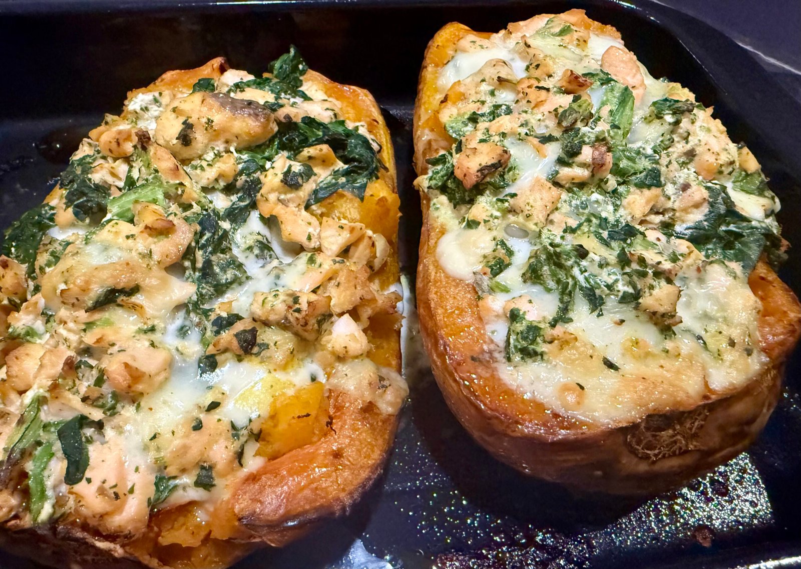 Butternut facie saumon épinards